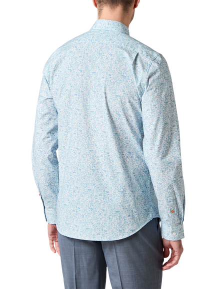 Paul Smith Regular Fit Leavs Print Poplin Shirt, Blue - view 2, Blue