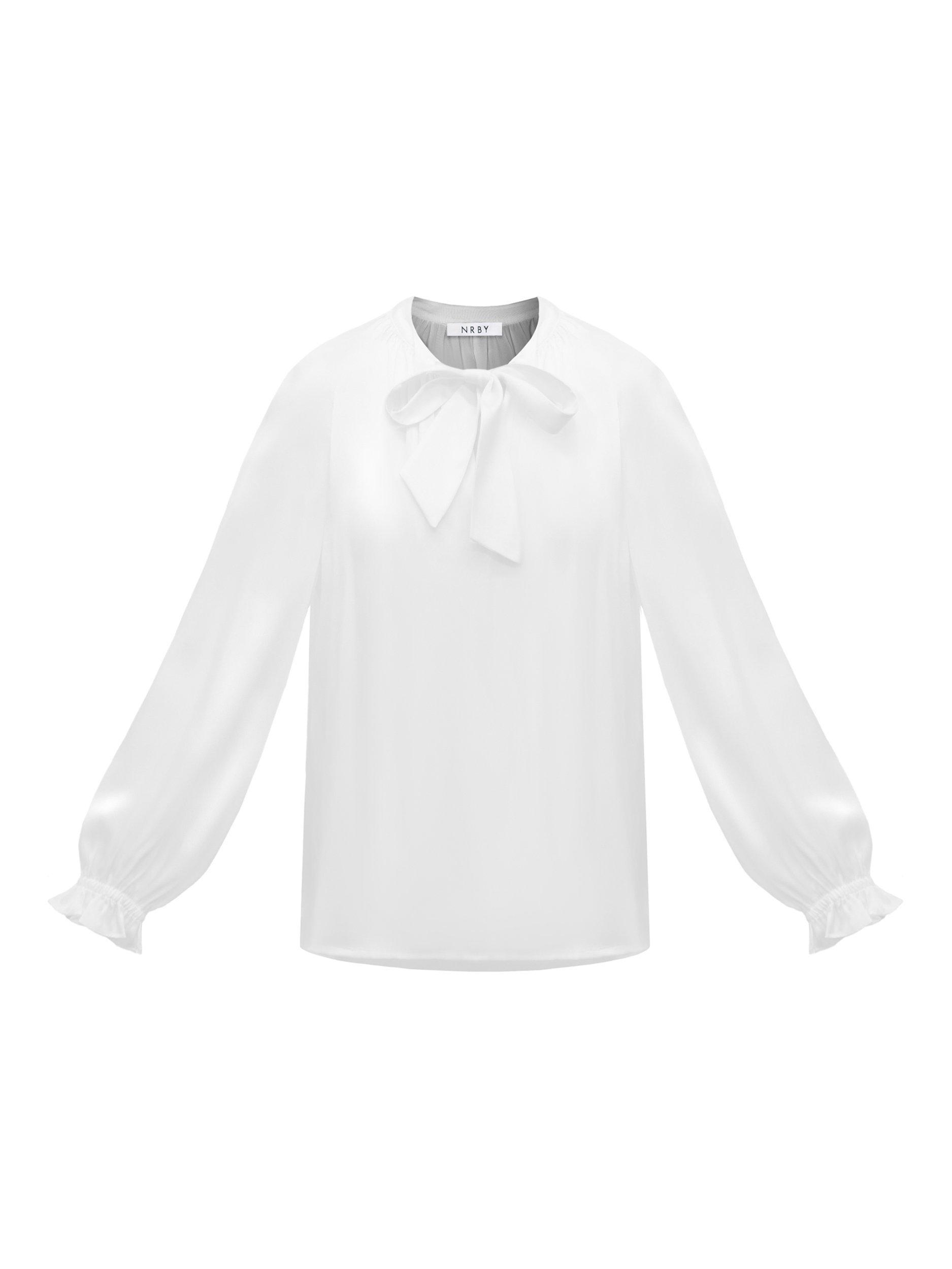Product image 7 of 9, which shows NRBY Teagan Pure Silk Satin Shirt, Ivory, XS