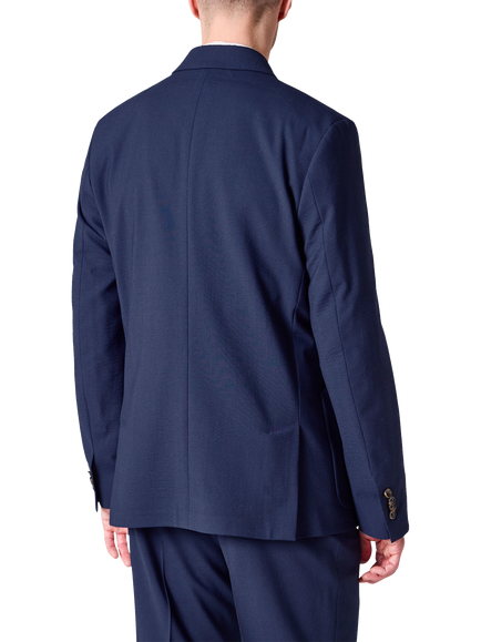 Paul Smith Seersucker Wool Blend Double Breasted Suit Jacket, Navy - view 2, Navy