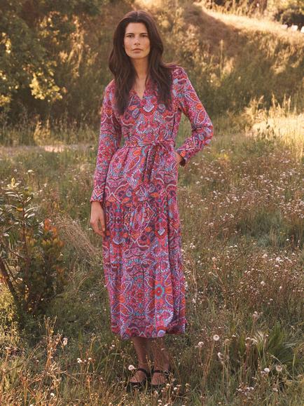 NRBY Melissa Square Paisley Maxi Dress, Multi - view 2, Multi