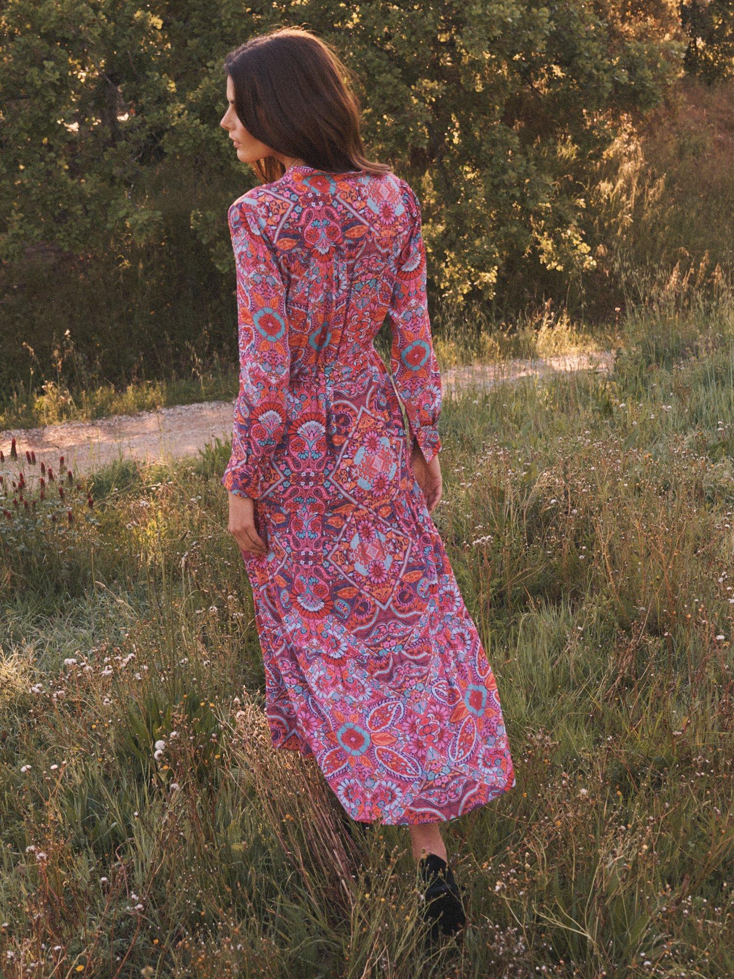Product image 4 of 7, which shows NRBY Melissa Square Paisley Maxi Dress, Multi, XS