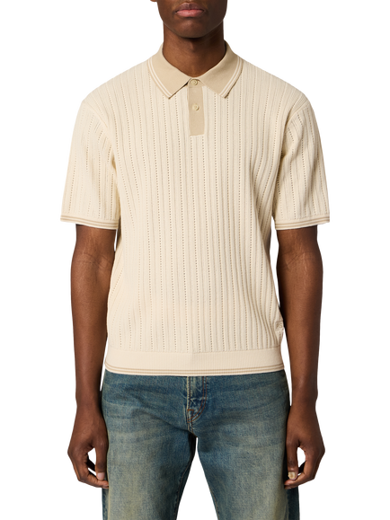 Paul Smith Short Sleeve Textured Knit Cotton Polo Shirt, White, White