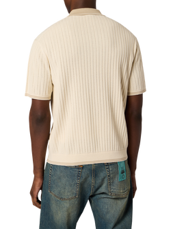 Paul Smith Short Sleeve Textured Knit Cotton Polo Shirt, White - view 2, White