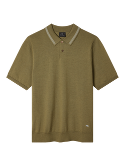 Paul Smith Short Sleeve Merino Wool Polo Shirt, Green, Green