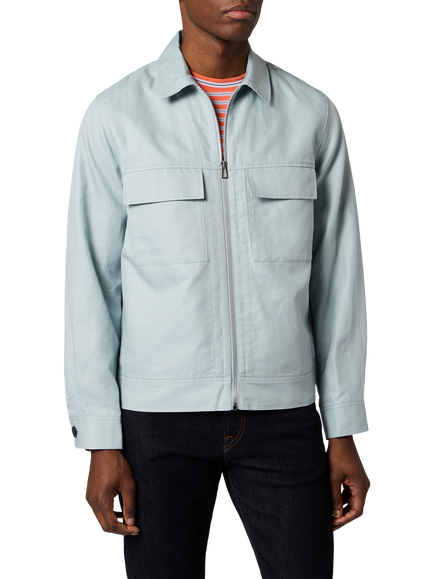 Paul Smith Cotton Blend Zip Overshirt, Blue, Blue