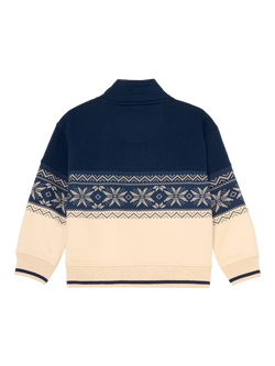 Angel & Rocket Kids' Zip Neck Fair Isle Sweatshirt, Stone/Multi - view 2, Stone/Multi