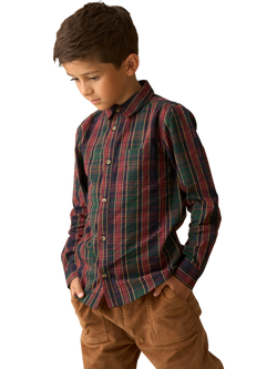 Angel & Rocket Kids' Cotton Long Sleeved Plaid Shirt, Green, Green