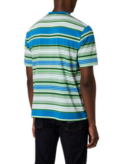 Paul Smith Casual Fit Stripe Cotton T-Shirt, Blue - view 2, Blue