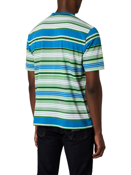 Paul Smith Casual Fit Stripe Cotton T-Shirt, Blue - view 2, Blue
