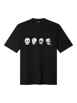 PS Paul Smith Cotton Regular Fit Skull Print T-Shirt, Black, Black