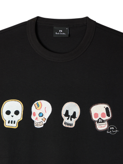 PS Paul Smith Cotton Regular Fit Skull Print T-Shirt, Black - view 2, Black