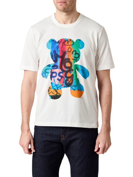 PS Paul Smith Cotton Regular Fit Short Sleeve Bear Graphic T-Shirt, White, White