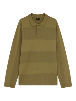 Paul Smith Block Stripe Long Sleeve Polo Shirt, Green, Green
