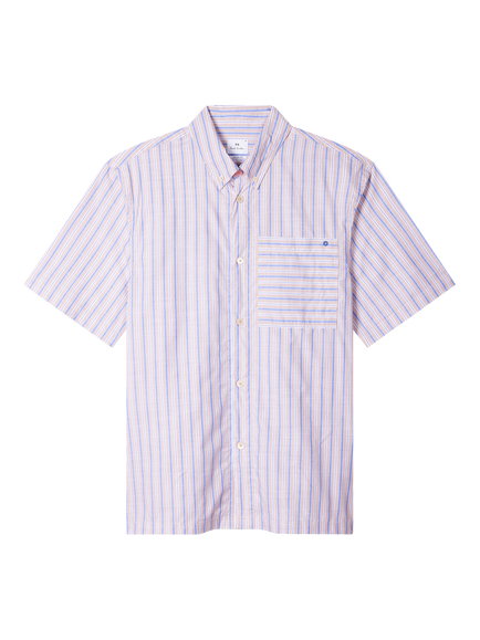 PS Paul Smith Cotton Casual Fit Stripe Shirt, Brown, Brown
