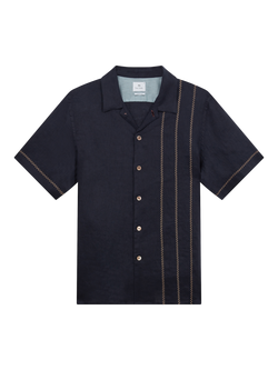 PS Paul Smith Linen Regular Fit Abstract Stripe Shirt, Blue, Blue