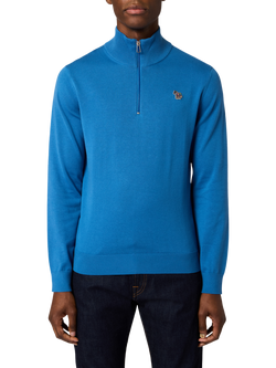 Paul Smith Cotton Zip Neck Jumper, Blue