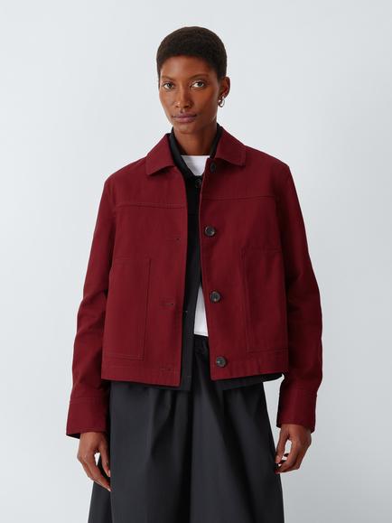 John Lewis Cotton Twill Utility Jacket, Burgundy