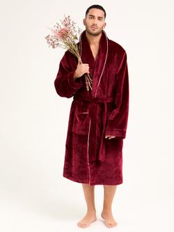 Pretty You London Mister You Plush Dressing Gown, Claret - view 2, Claret