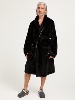 Pretty You London Mister You Plush Dressing Gown, Black - view 2, Black