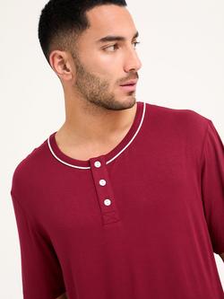 Pretty You London Mister You Bamboo Rich Short Pyjama Set, Claret - view 2, Claret