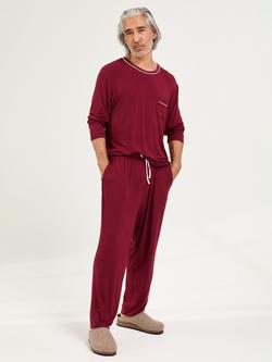Pretty You London Mister You Bamboo Rich Long Pyjama Set, Claret, Claret