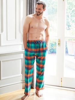 British Boxers Check Brushed Cotton Pyjama Trousers - view 2, Acorn Squash