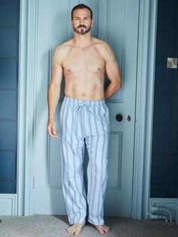 British Boxers Stripe Brushed Cotton Pyjama Trousers, Brighton Blue