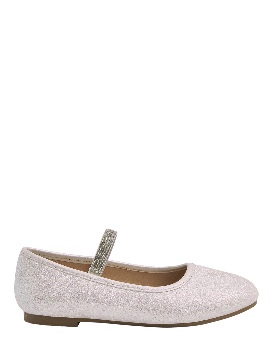 Product image 1 of 3, which shows Angels by Accessorize Kids' Glitter Ballet Flats, Ivory, 1