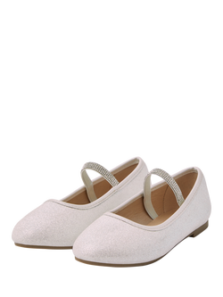 Angels by Accessorize Kids' Glitter Ballet Flats, Ivory - view 2, Ivory