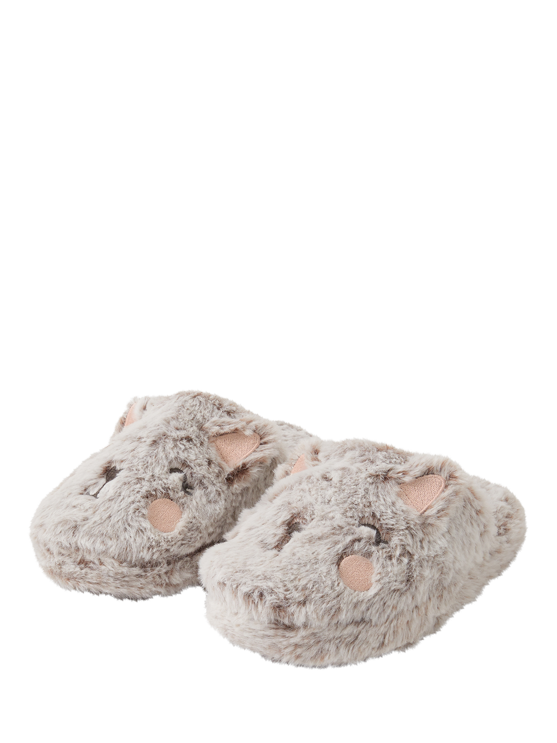 Product image 2 of 3, which shows Angels by Accessorize Kids' Cat Slipper Mules, Natural, 2-3