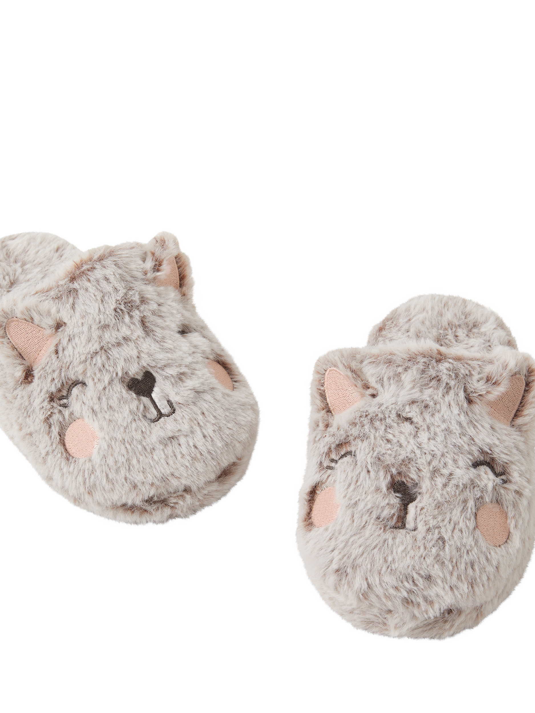 Product image 3 of 3, which shows Angels by Accessorize Kids' Cat Slipper Mules, Natural, 2-3