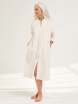 Pretty You London Ribbed Zip Front Dressing Gown, Cream, Cream