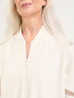 Pretty You London Ribbed Zip Front Dressing Gown, Cream - view 2, Cream