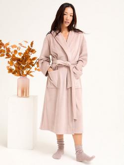 Pretty You London Ribbed Velour Hooded Dressing Gown, Mink, Mink