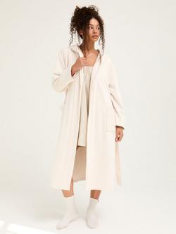 Pretty You London Velour Ribbed Dressing Gown, Cream, Cream