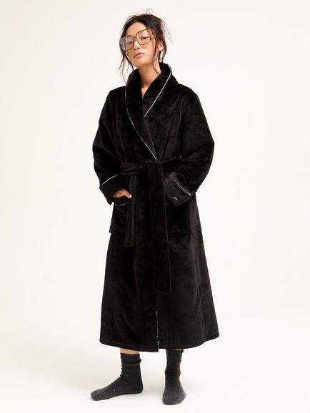 Pretty You London Super Plush Dressing Gown, Black