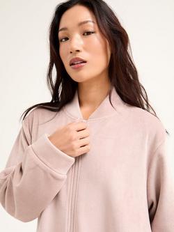 Pretty You London Ribbed Zip Front Dressing Gown, Mink - view 2, Mink