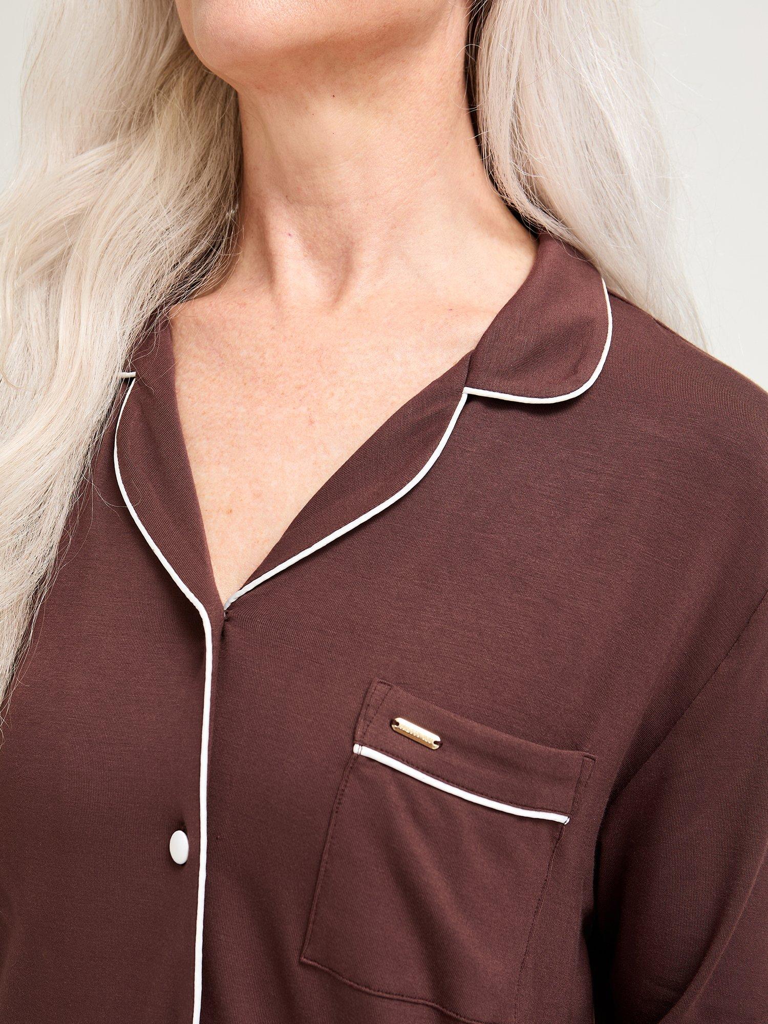 Product image 4 of 9, which shows Pretty You London Bamboo Long Pyjama Set, Chocolate, 8