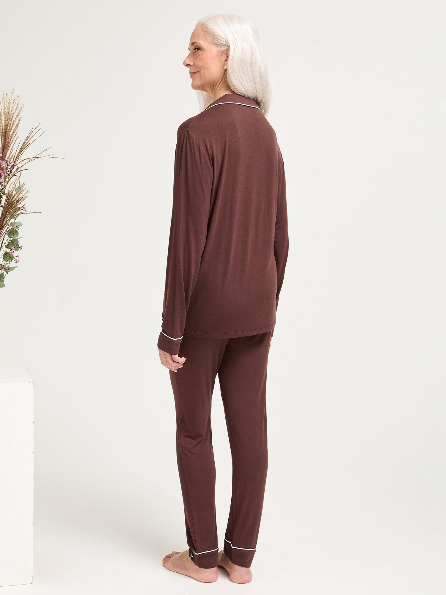 Product image 6 of 9, which shows Pretty You London Bamboo Long Pyjama Set, Chocolate, 8