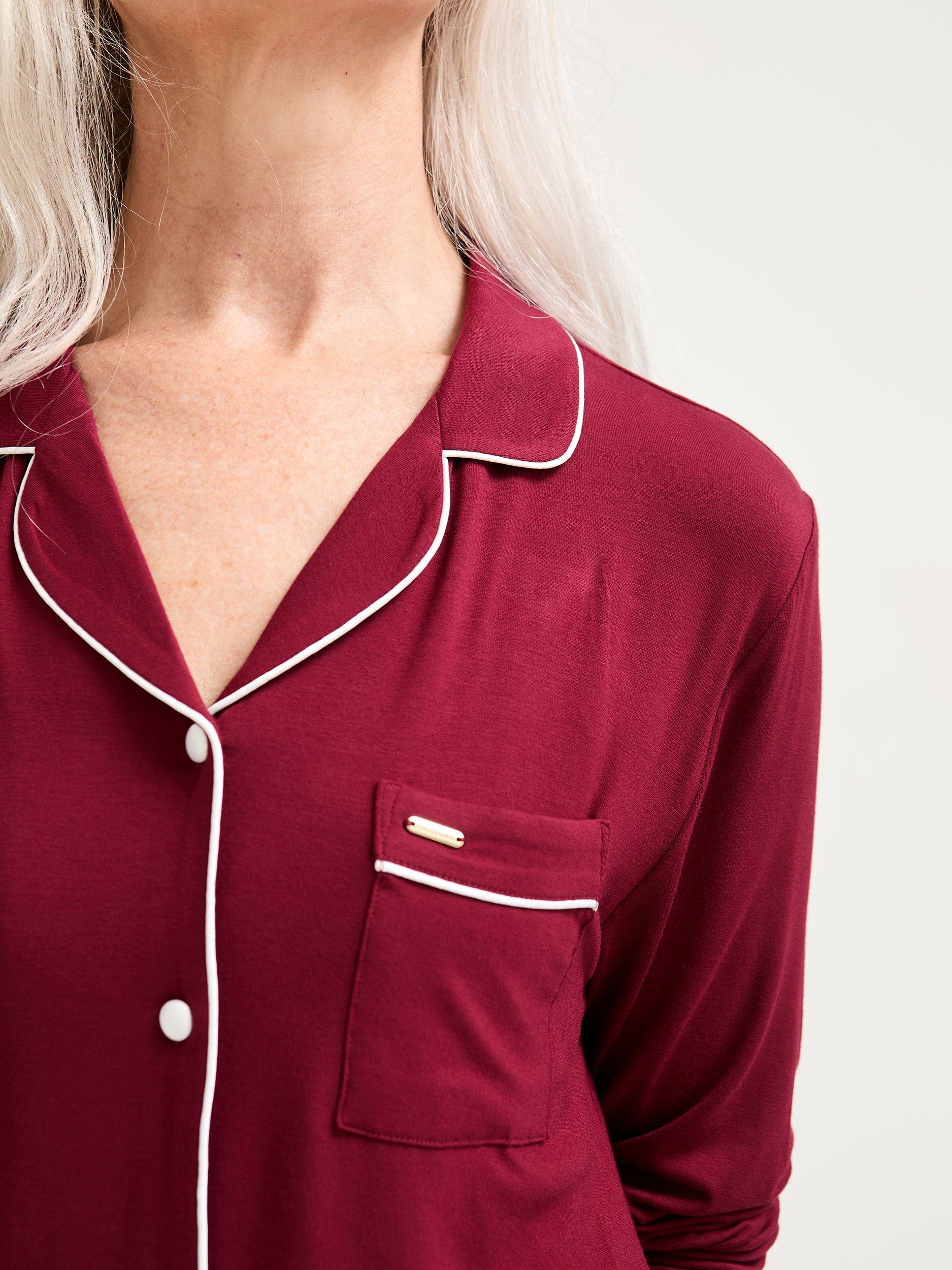 Product image 2 of 3, which shows Pretty You London Bamboo Long Pyjama Set, Claret, 8