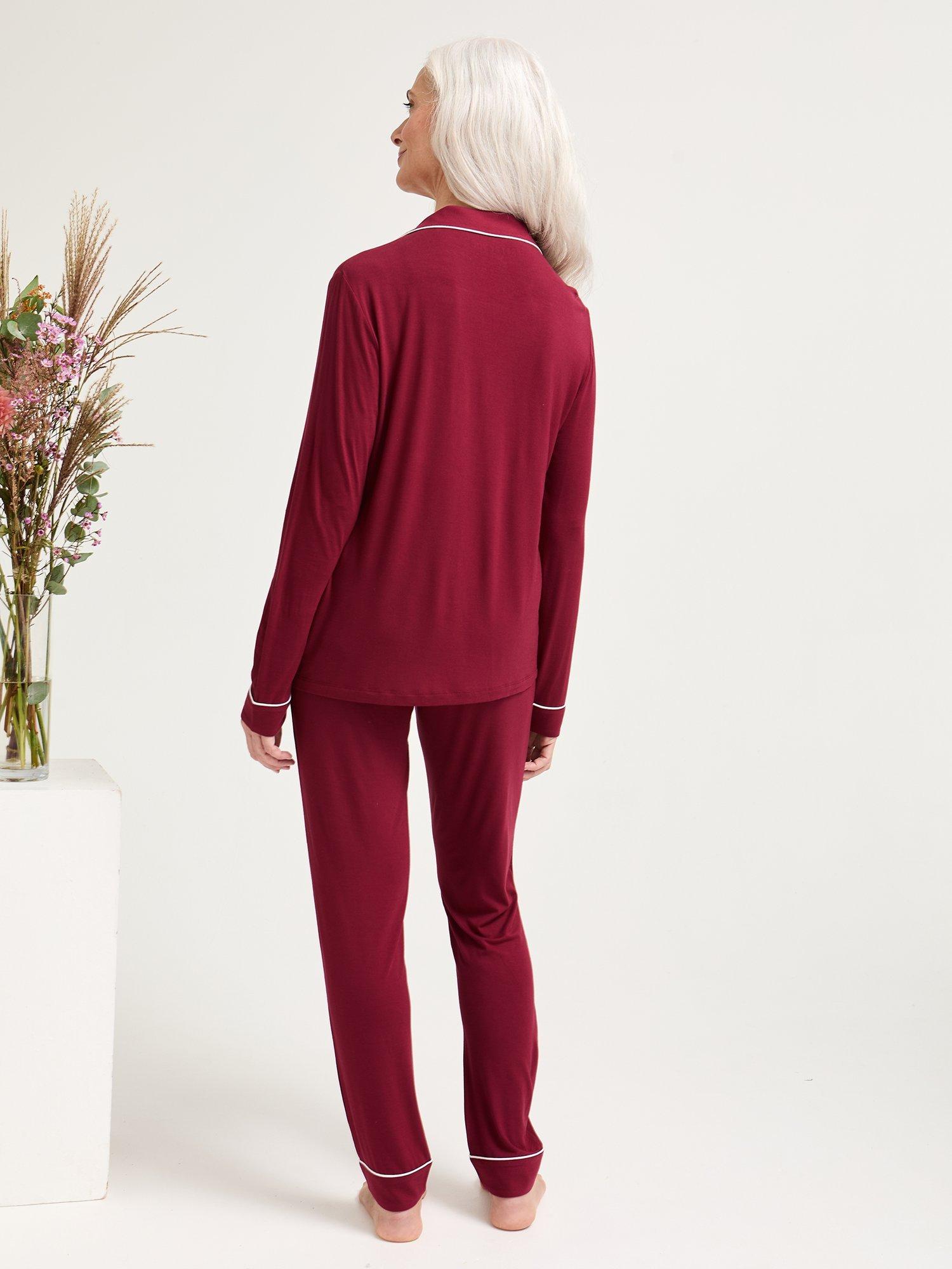 Product image 3 of 3, which shows Pretty You London Bamboo Long Pyjama Set, Claret, 8
