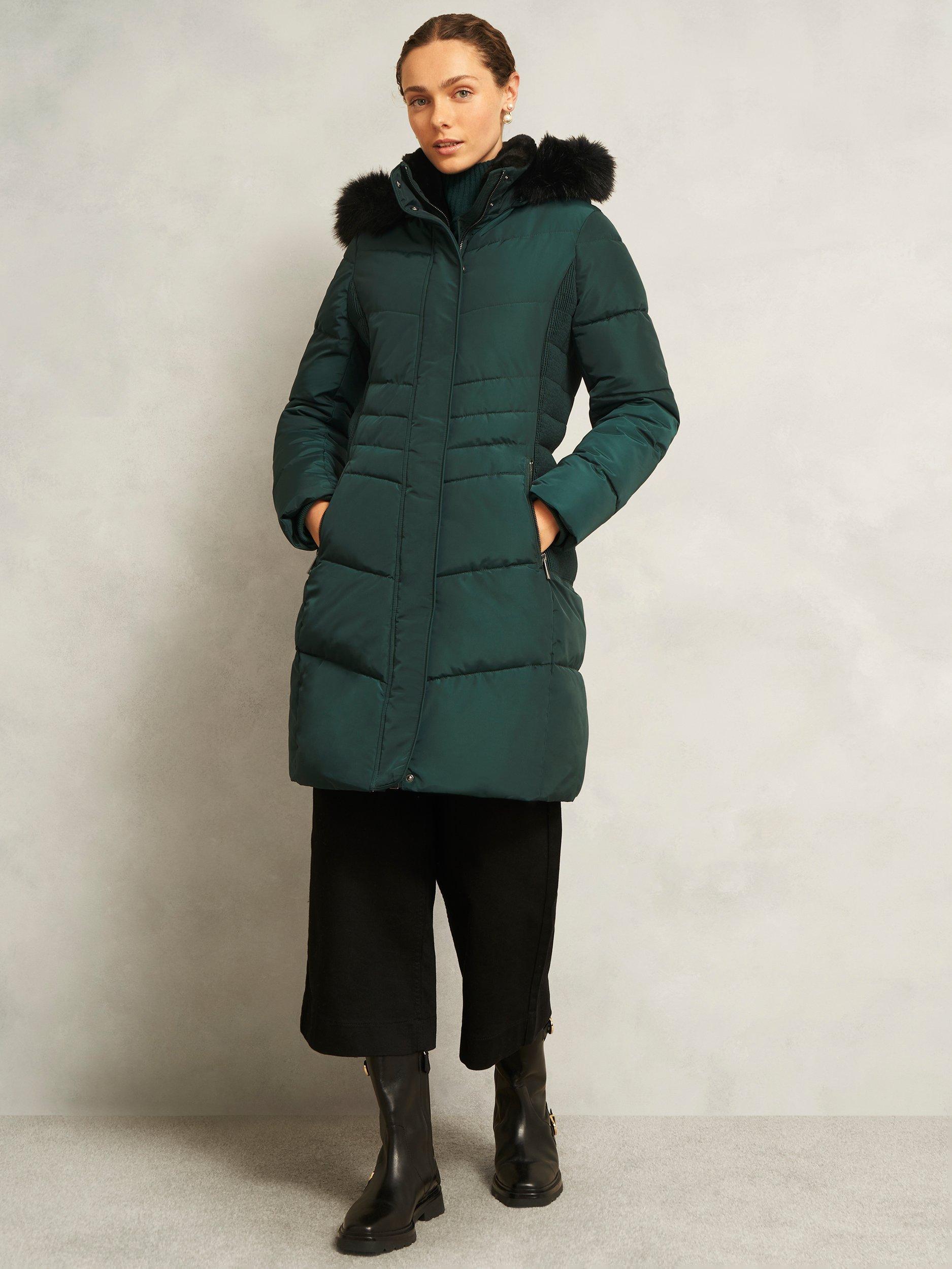 Product image 1 of 6, which shows Hobbs Jaymie Shower Resistant Puffer Jacket, Ponderosa Green, 8