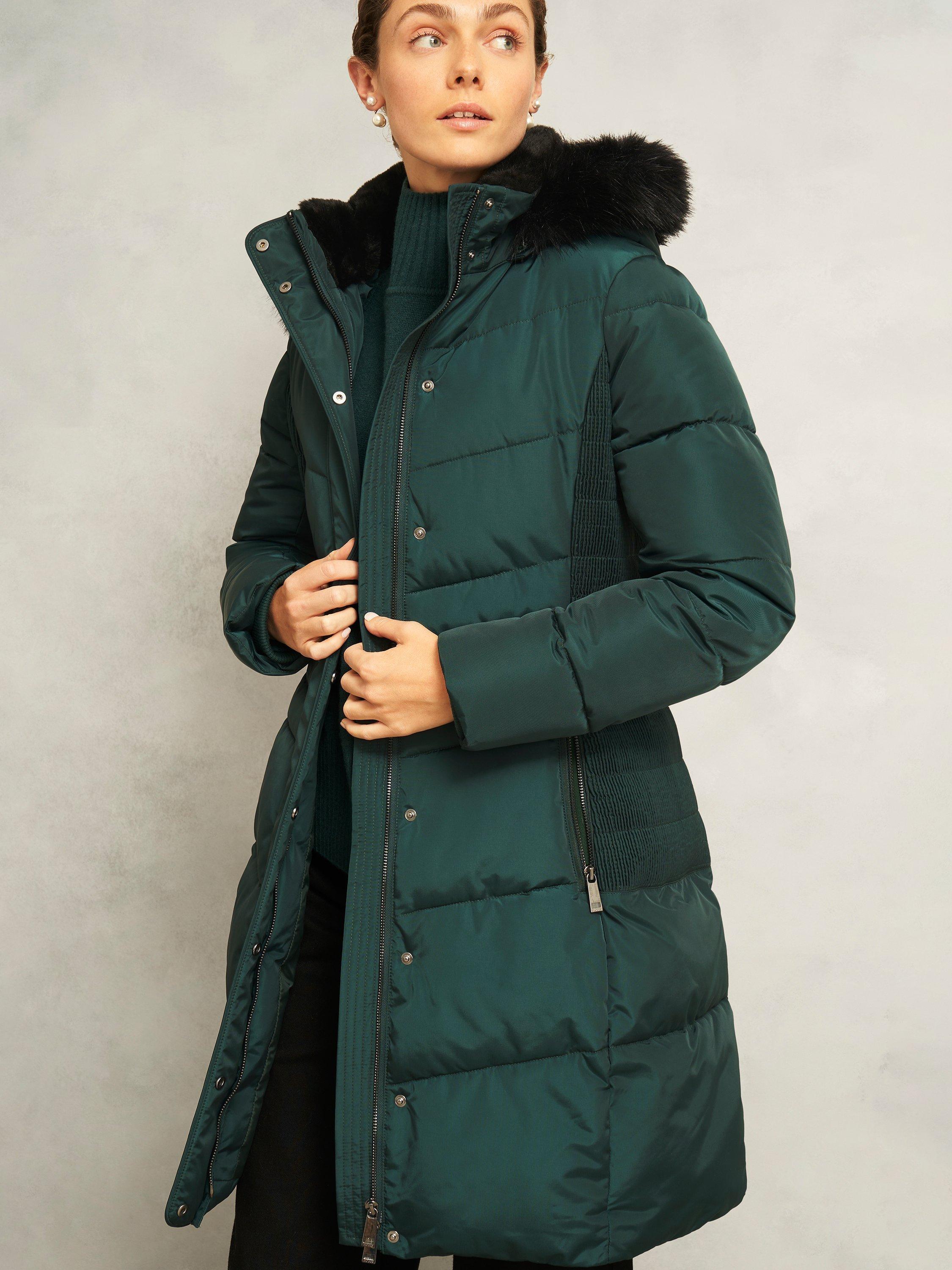 Product image 3 of 6, which shows Hobbs Jaymie Shower Resistant Puffer Jacket, Ponderosa Green, 8