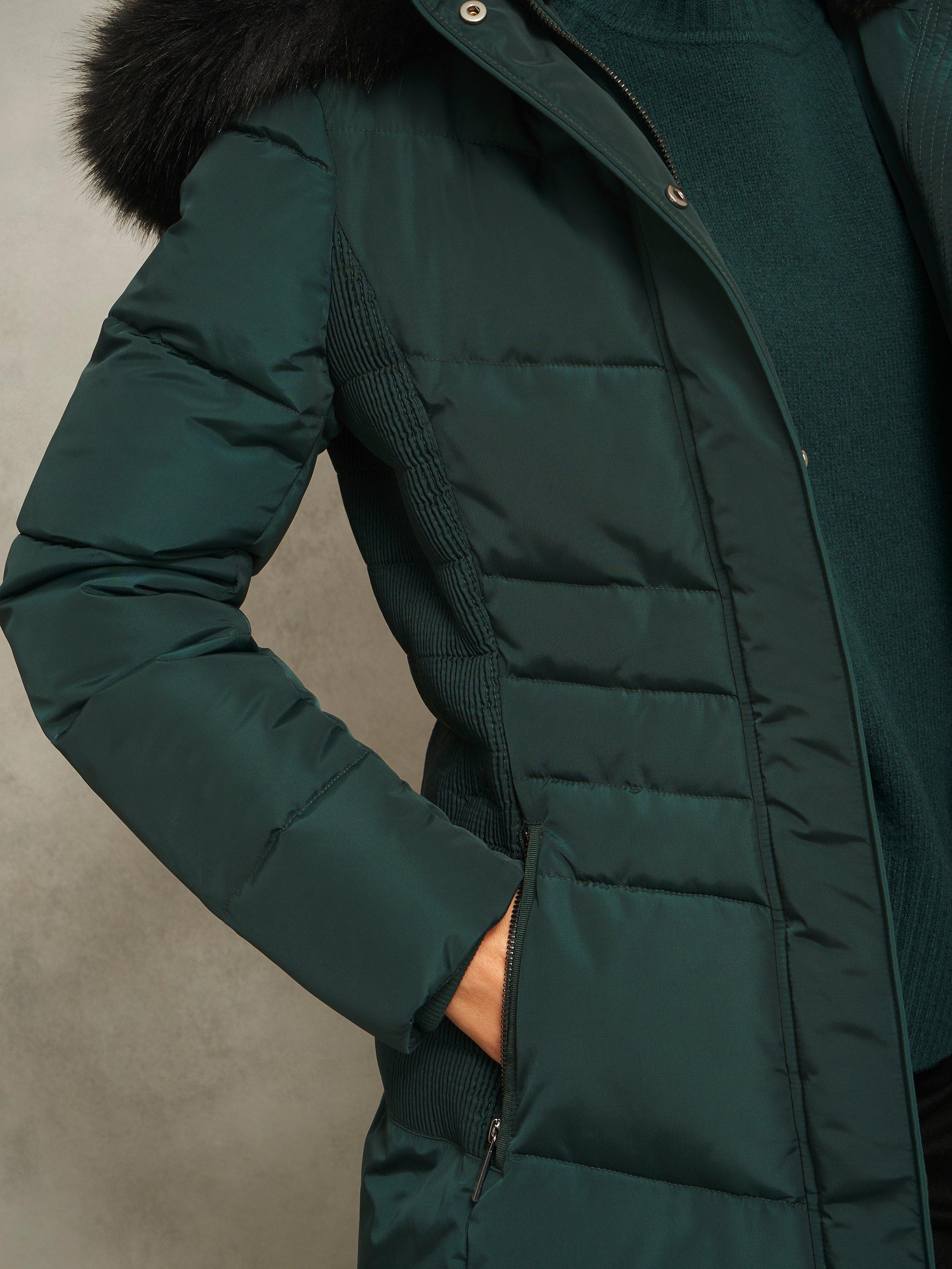 Product image 5 of 6, which shows Hobbs Jaymie Shower Resistant Puffer Jacket, Ponderosa Green, 8