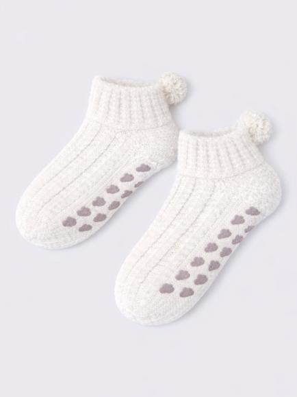 Pretty You London Cable Knit Slipper Booties, Cream