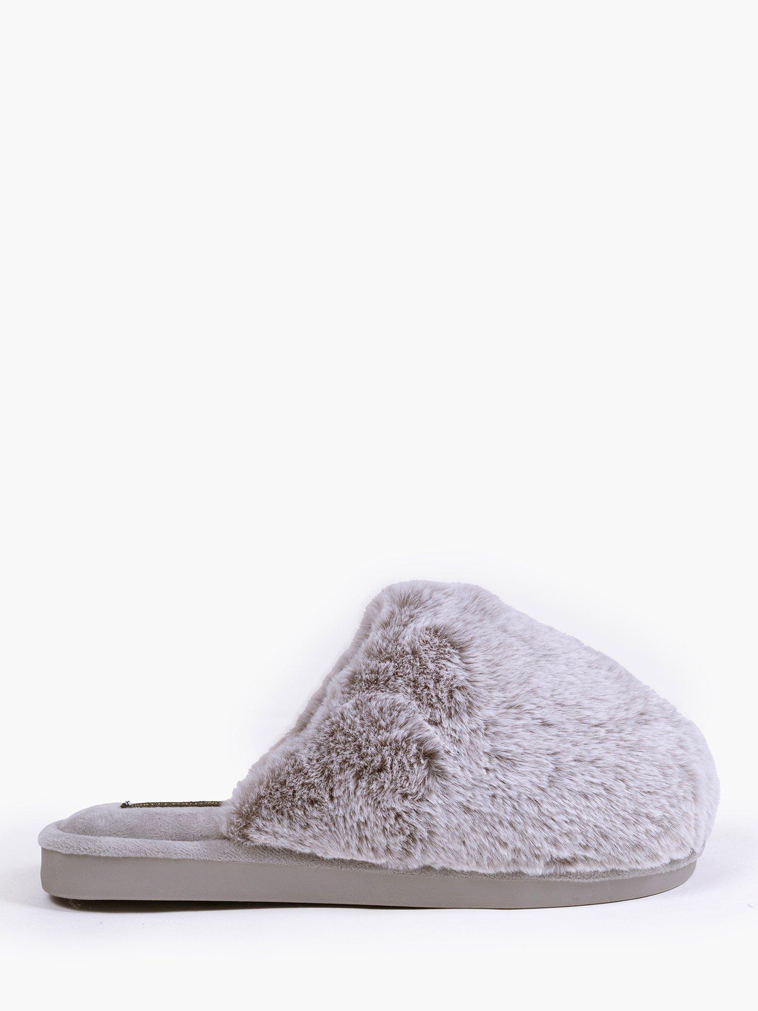Product image 1 of 5, which shows Pretty You London Demi Mule Slippers, Grey, 3-4