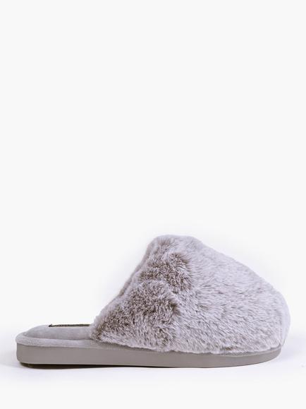 Pretty You London Demi Mule Slippers, Grey