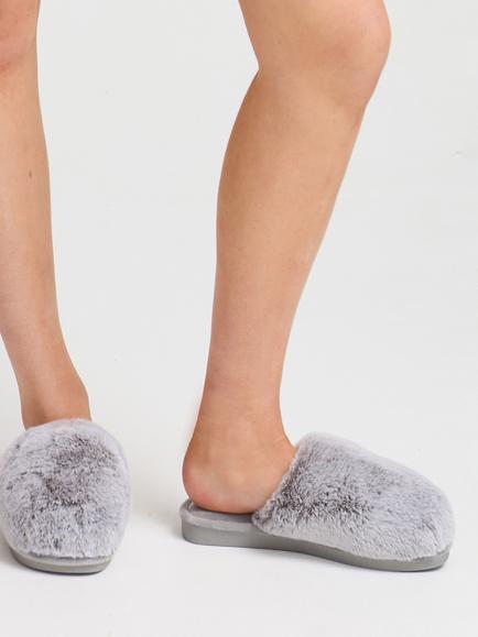 Pretty You London Demi Mule Slippers - view 2, Grey