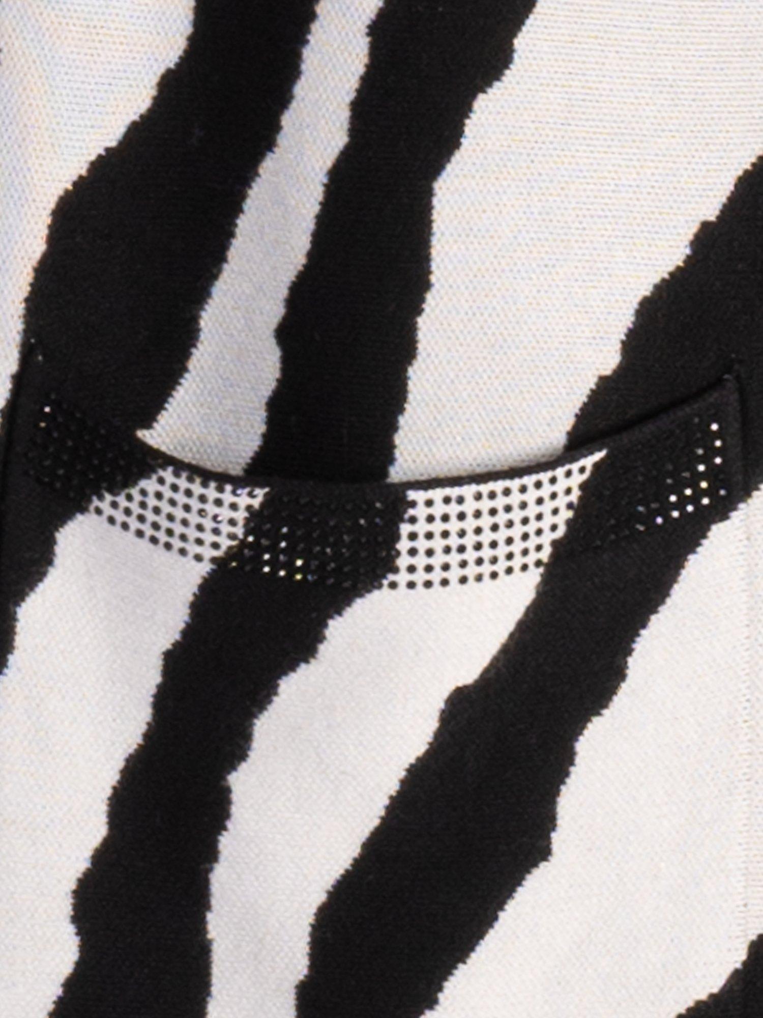 Product image 6 of 6, which shows chesca Zebra Fringed Longline Cardigan, Black/White, 10-12