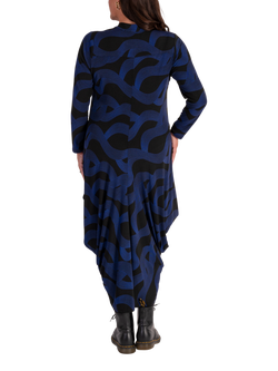 chesca Swirl Jersey Drape Dress, Black/Cobalt - view 2, Black/Cobalt